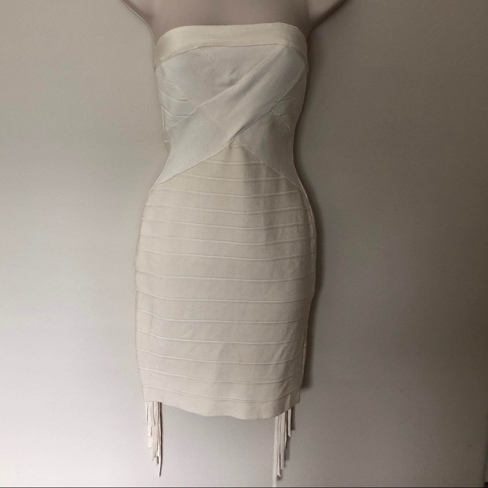 Cream Bodycon bandage strapless tube Dress